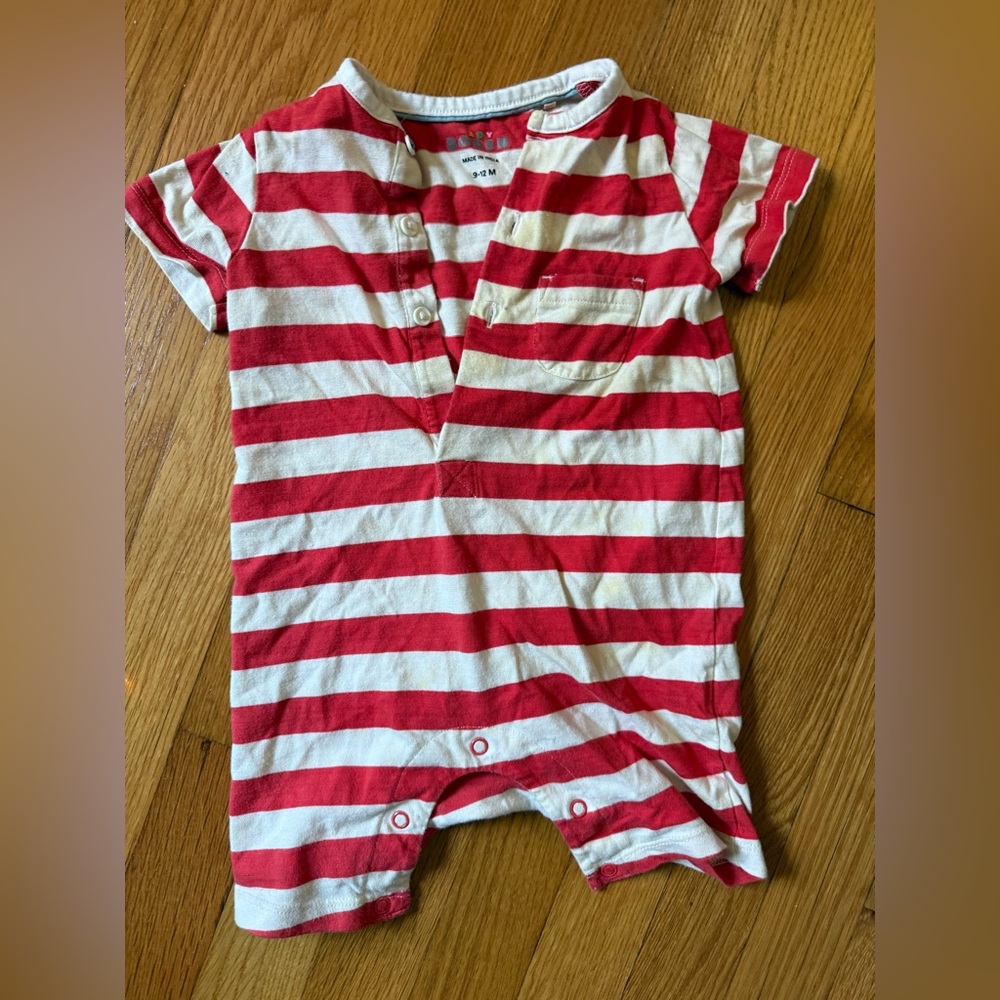 Boden Jersey Romper-Jam Red and Ivory Stripe